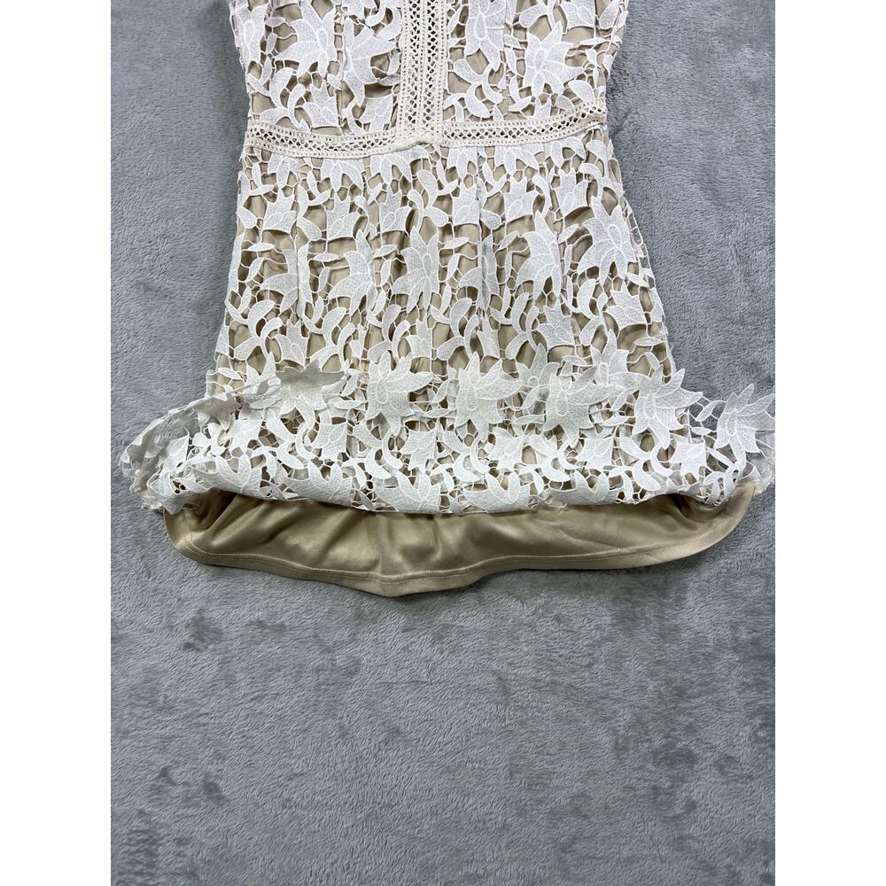 Lace Mini Dress Small White Coastal Cowgirl Boho V Neck Sleeveless Summer Chic - Picture 3 of 9